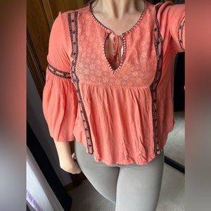 Boho forever 21 coral blouse